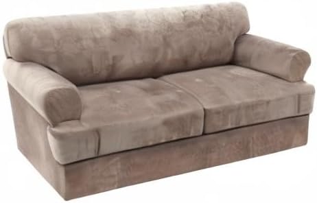 H.VERSAILTEX Sofa Cover 3 Piece T Cushion Sofa Slipcovers Thick Velvet Couch Cover Furniture Protector Stretch T Cushion Sofa Covers for 2 Cushion Couch with 2 T Cushion Covers Washable, Taupe
