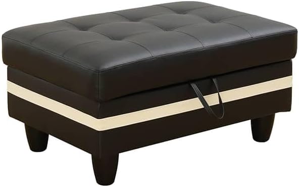 NicBex Sectional Couch 3 Pieces Sofa Set with Left Chaise PU Synthetic Leather L Shaped Cloud Couch for Living Room Furniture Sets with Storage Ottoman, Modular Sofa for Apartment, Black+White