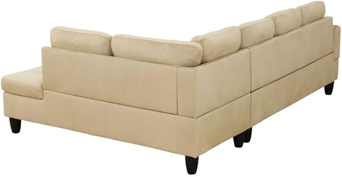 Beige L-Shaped 3-Piece Flannel Sofa with Storage Ottoman Set, Sectional Couch Sofa Set for Living Room, Office, Small Space