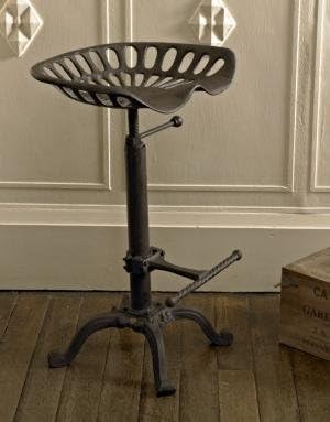 LOKKHAN Rustic Industrial Bar Stool - Cast Iron Tractor Stool Adjustable Height Swivel Breakfast Bar Stool (Copper)
