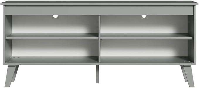 Madesa Compact TV Stand Cabinet with 4 Shelves and Cable Management for 50, 55 Inch TV Media Storage Unit Living Room and Bedroom Modern Wooden Television Media Console - Grey
