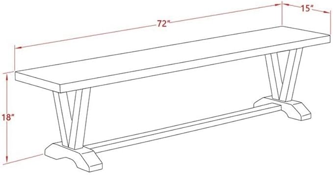 East West Furniture V027VE005-6 6 Piece Dining Table Set Contains a Rectangle Dining Room Table with V-Legs and 4 Grey Linen Fabric Parson Chairs with a Bench, 40x72 Inch, Multi-Color