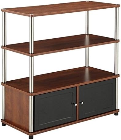 Convenience Concepts Designs2Go Highboy TV Stand with Storage Cabinets and Shelves for TVs up to 40 Inches, Cherry