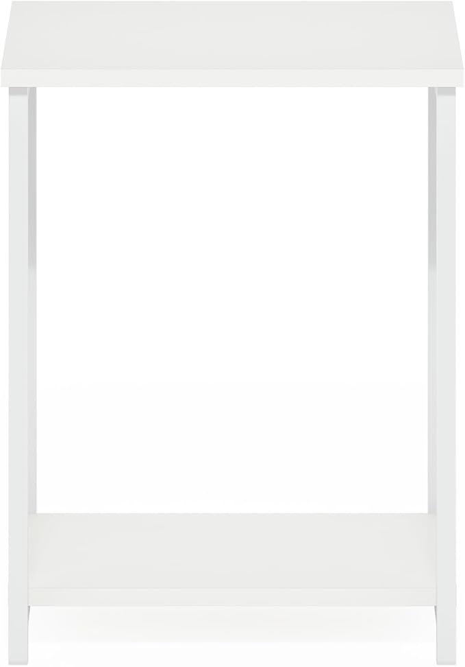 Furinno Simplistic Industrial Metal Frame End Table, 1-Pack, White/White