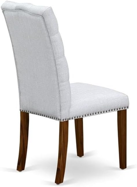 East West Furniture DLEL3-AWA-05 3 Piece Kitchen Table & Chairs Set Consist of a Round Dining Table with Dropleaf and 2 Upholstered Parson Chairs, 42x42 Inch, Antique Walnut