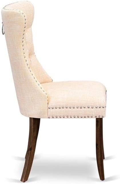 East West Furniture ANDA5-AWA-32 5 Piece Dining Room Furniture Set Includes a Round Kitchen Table with Pedestal and 4 Polyester Fabric Padded Chairs, 36x36 Inch, Antique Walnut