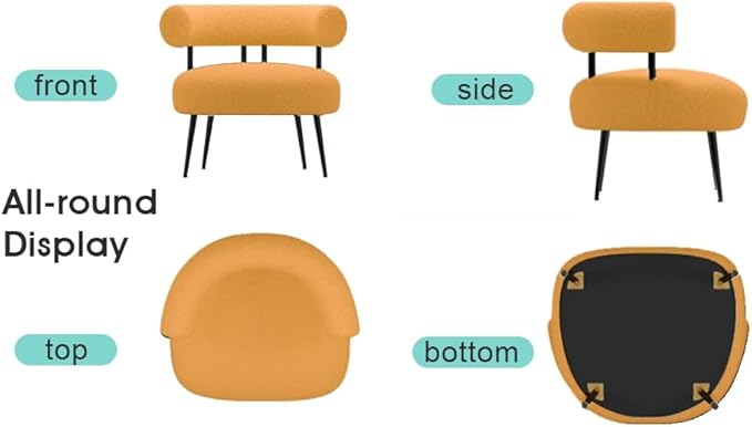 Modern Accent Chair, Round Upholstered Barrel Armchair for Small Spaces, Fluffy Side Corner Sherpa Sofa Chair for Living Room, Bedroom