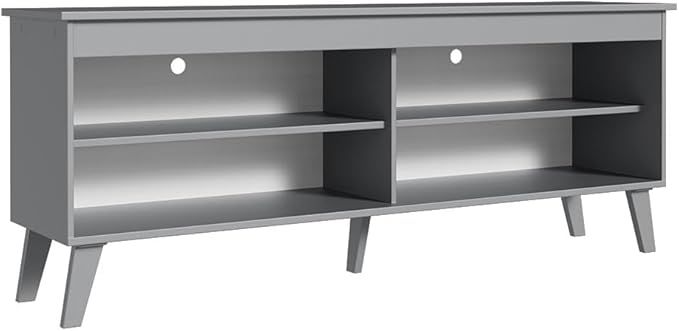 Madesa TV Stand Unit with 4 Shelves and Cable Management for 55, 65 Inch Media 1 Storage Gaming Media Console Living Room and Bedroom Entertainment Center Modern Wooden Television Cabinet - Grey