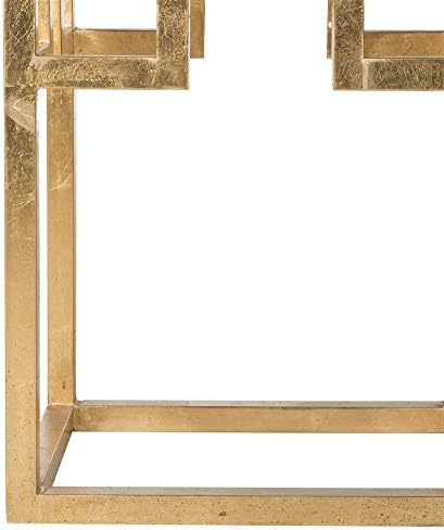 SAFAVIEH Home Collection Byram Greek Key Gold Glass Top End Table