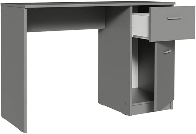 Madesa Compact Computer Desk Study Table for Small Spaces Home Office 43 Inch Student Laptop PC Writing Desks with Storage and Drawer, Modern Ergonomic Gaming Workstation - Grey