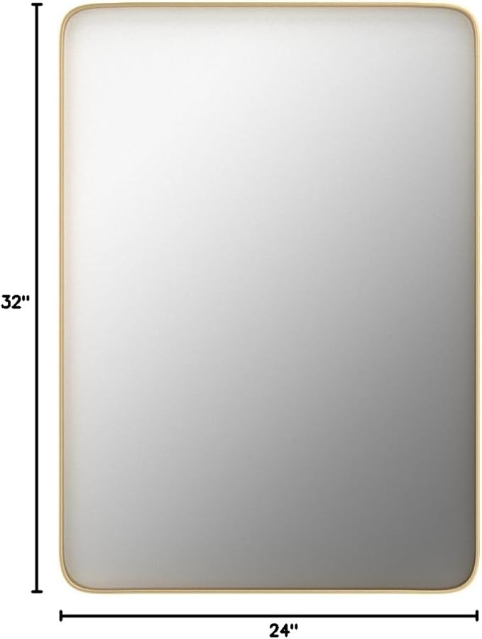 Bathroom Mirror 24x32 inch, Gold Gorgeous Deep Frame Wall Mirror, Modern Round Corner Bathroom Vanity Mirror for Bedroom, Living Room, Hanging or Leaning Horizontal or Vertical, Gold