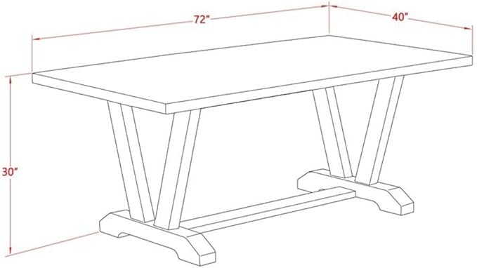 East West Furniture VT797 V-Style Kitchen Table - a Rectangle Dining Table Top with Stylish Legs, 40x72 Inch, Multi-Color