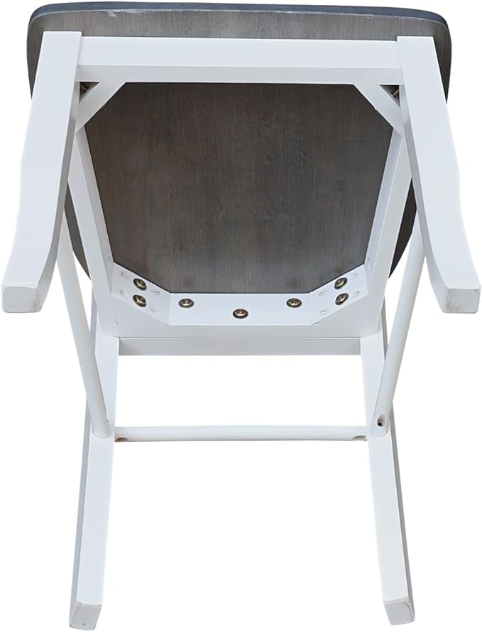 IC International Concepts Set of Two Madrid Ladderback Dining Chairs, White/Heather Gray
