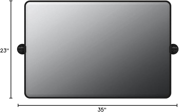 TEHOME Horizontal Pivot Mirror Black Tilt Mirror for Bathroom Beveled Metal Framed Pivoting Rectangle Bathroom Mirror, 35x23''