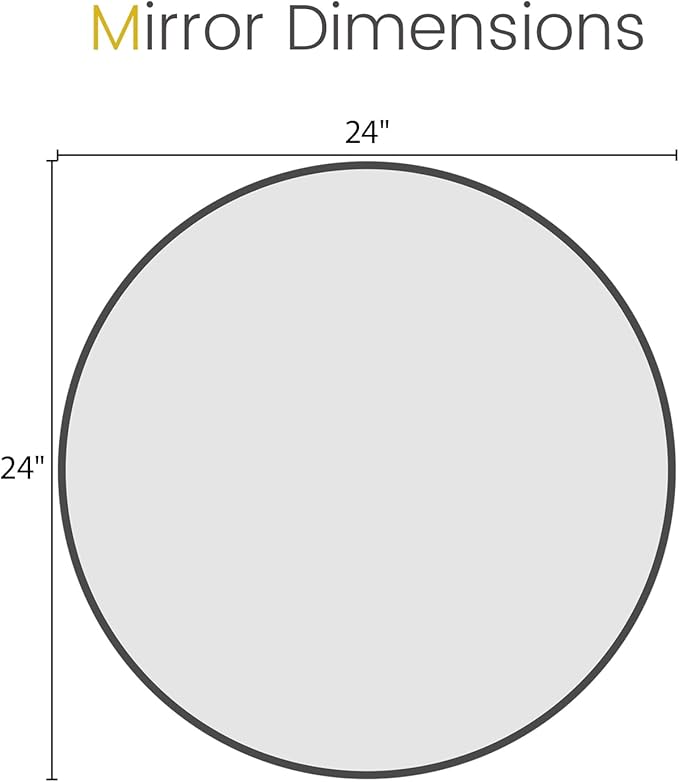 HOMECOOKIN Round Wall Mirror 24" Black Circle Mirror for Bathroom with Metal Framed, Round Gold Mirror for Wall Decor, Vanity, Entryway Living Room