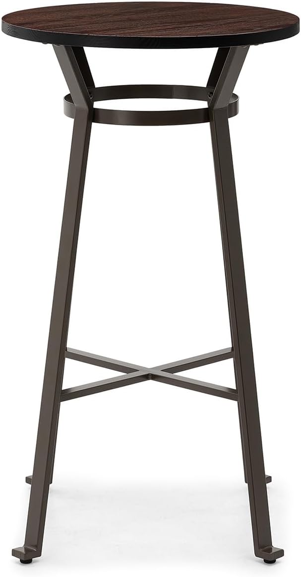 Glitzhome 41.25" H Rustic Steel Bar Table Round Solid Elm Wood Top Dining Room Pub Table Bistro Table