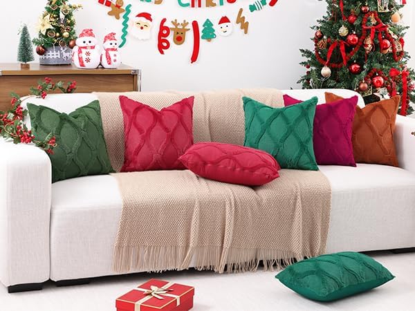 decorUhome Throw Pillow Covers 26x26 Inch Set of 2, Soft Plush Faux Fur Wool Burgundy Couch Pillow Covers, Decorative Neutral Pillow Cases for Bed Sofa Living Room Home Decor