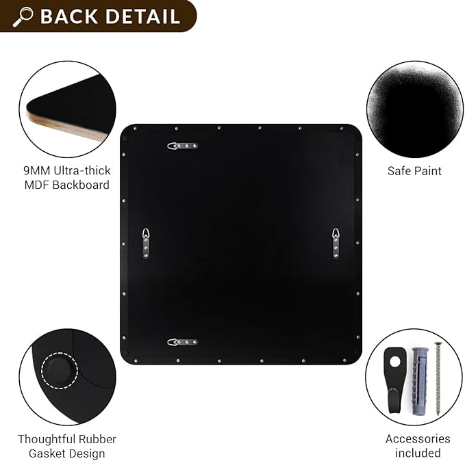 ANDY STAR Black Bathroom Mirrors for Over Sink, 36x40 Inch Matte Black Mirror for Bathroom, Rectangle Metal Vanity Mirror for Wall-Modern Clean Design with Superior Stainless Steel Frame