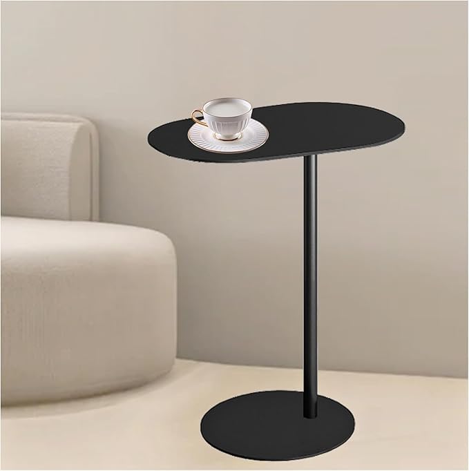 Modern Metal Side Table C Shaped End Table for Couch Slim Sofa Side Table Snack End Table Tv Trays for Eating On Couch for Dining Room, Living Room, Cafe and Balcony (1Pack Black)