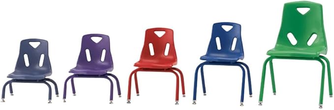 Berries Jonti-Craft 8120JC6003 Stacking Chairs with Powder-Coated Legs, 10" Height, Blue, Pack of 6