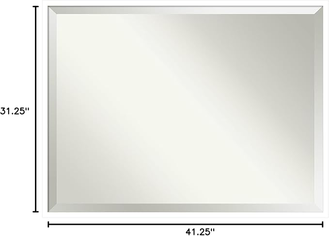 Amanti Art White Bathroom Mirror for Over Sink, 31x41 Svelte White Rectangle Vanity Mirror, X-Large Modern Wood Frame, Hangs Horizonally and Vertically, Bathroom Wall Decor, Beveled Edge from WI, USA