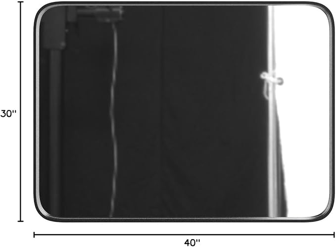 TokeShimi 40 x 30 Inch Wall Mirror for Bathroom Black Metal Frame Decorative Rectangular Wall Mounted Home Decor Corner Hangs Farmhouse Mirror (Horizontal/Vertical)