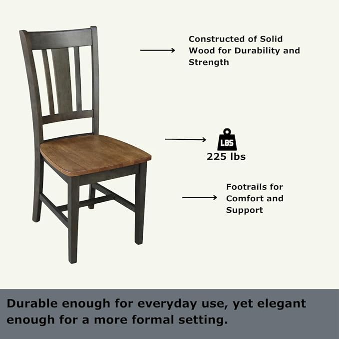 International Concepts San Remo Splatback Dining Chair, Height, Hickory/Washed Coal
