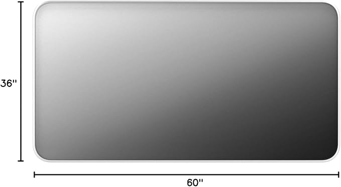 TokeShimi 60 x 36 Inch Brushed Silver Bathroom Mirror for Wall Brushed Brass Metal Rounded Corner Rectangle Mirror Metal Frame Deep Set Design Hangs Horizontal Or Vertical