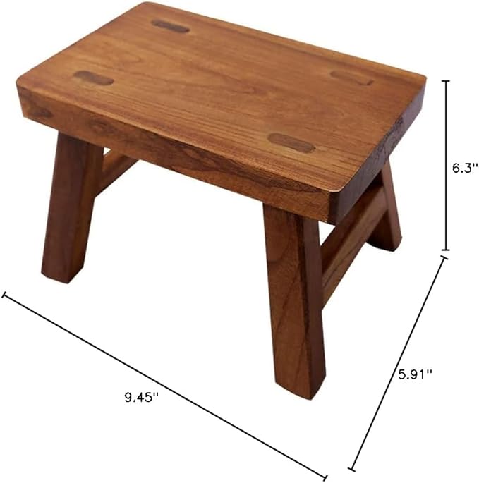 Solid Wood Tiny Step Stool for Kids Change Shoes Foot Stool Plant Stand Waterproof 6 inch