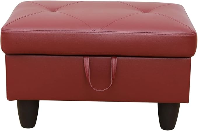 NicBex Sectional Couch 3 Pieces Sofa Set with Right Chaise Faux Leather L Shaped Cloud Couch for Living Room Furniture Sets with Storage Ottoman, Modular Sofa for Living Room & Apartment, Red