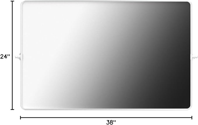 TEHOME 24 x 38'' Horizontal Farmhouse Chrome Metal Framed Pivot Rectangle Bathroom Mirror Tilting Beveled Vanity Mirrors for Wall