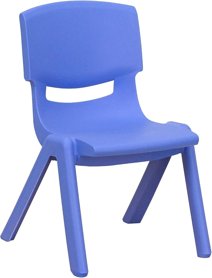 Flash Furniture Emmy Adjustable Classroom Activity Table with 6 Stackable Chairs, Plastic Activity Table for Kids, 23.625" W x 47.25" L, Blue/Gray