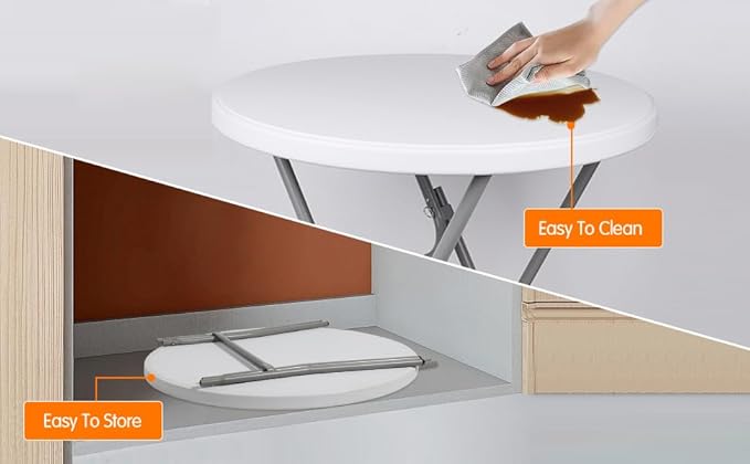 2.63'Bar Height Cocktail Table, All Bistro Folding Bar Height Table for Parties,Coffee Card, Dining,Wedding,Indoor/Outdoor, Locking Legs,White