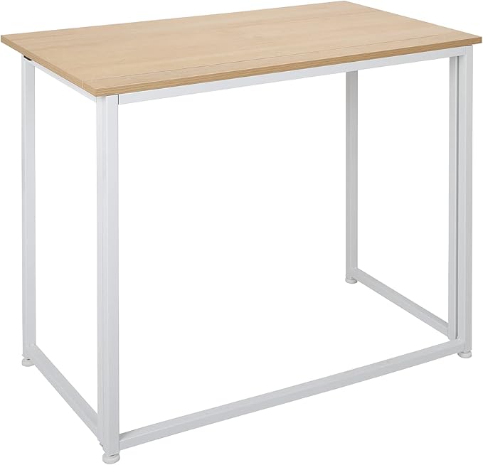 Leopard Folding Computer Desk for Small Spaces, Space-Saving Home Office Desk, Foldable Computer Table, Laptop Table, Writing Desk, Compact Study Reading Table (White/Nordic Walnut)