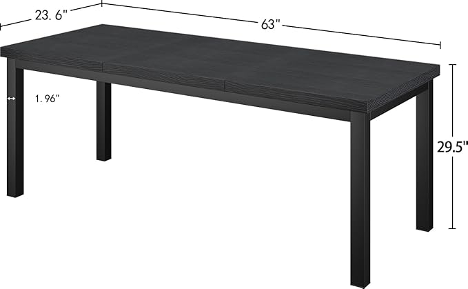 63 Inch Long Computer Desk, Home Office Desk, Modern Table for 2 Person Kids Student Gaming Computer Desk, Simple Office Table for Work,Craft, Writing, Studying, Etc., Black.