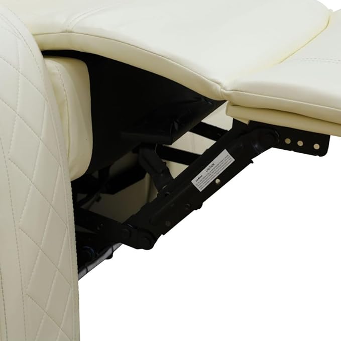 Electric Power Recliner Loveseat Set Living Room Furniture, Comfy Home Theater Breathing Leather Seating with USB 2.0 Charging Ports, LED Light Strips, Mid Console and Cupholders (White)