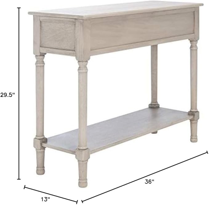 Safavieh Home Collection Tate Greige 2-Drawer Bottom Shelf Console Table