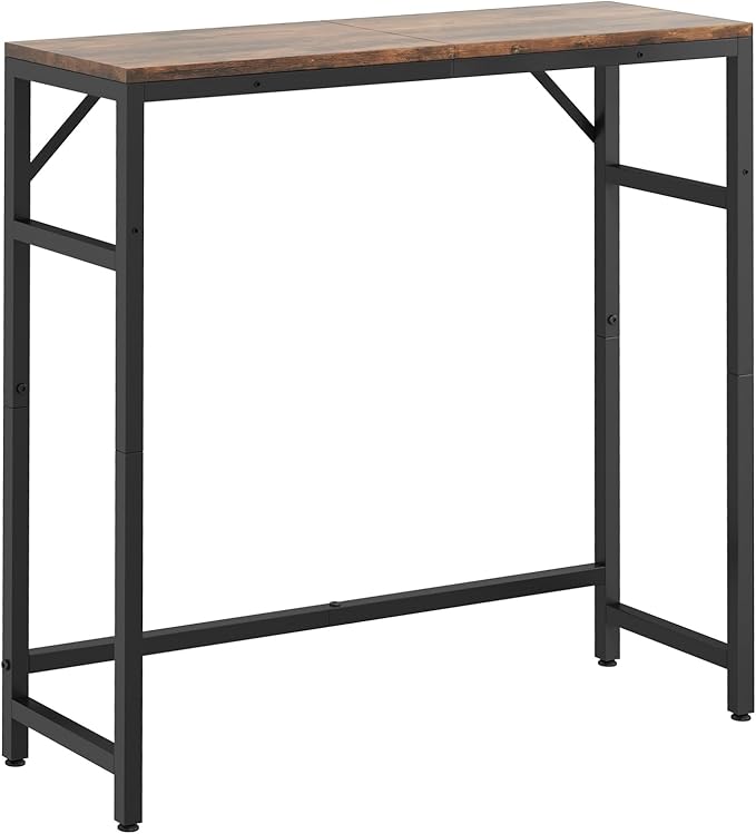 Narrow Console Table, 29.5" Entryway Table with 2 Support Bar, Thin Sofa Table, Small Couch Table, Display Table, Side Tables for Living Room, Hallway, Bedroom, Rustic Brown