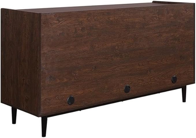 Manhattan Comfort Duane 59-Inch Ribbed Mid Century Modern Sideboard, Versatile Dining & Living Room Buffet Table with 3 Adjustable Center Shelves & 2 Side Cabinets, Navy Blue