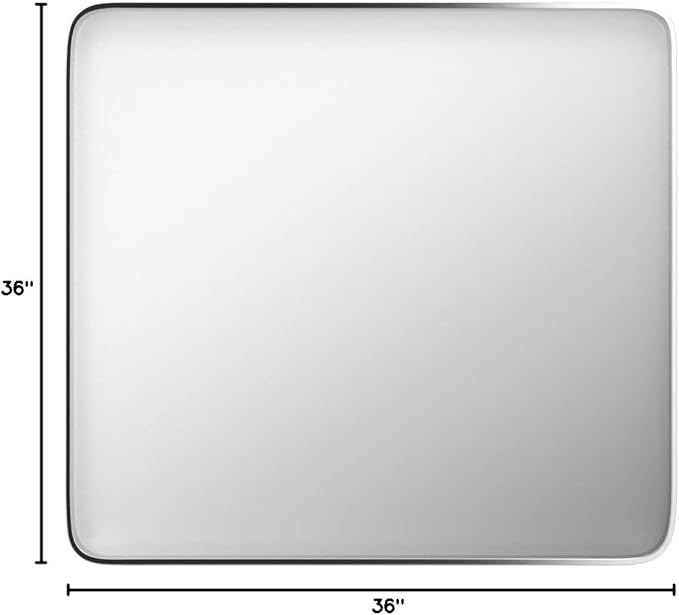 TokeShimi 36 x 36 Inch Wall Mirror Brushed Silver Bathroom Vanity Mirror with Metal Frame Aluminum Alloy Soft Rounded Corner for Modern Farmhouse Wall Decor 1”Deep (Horizontal/Vertical)