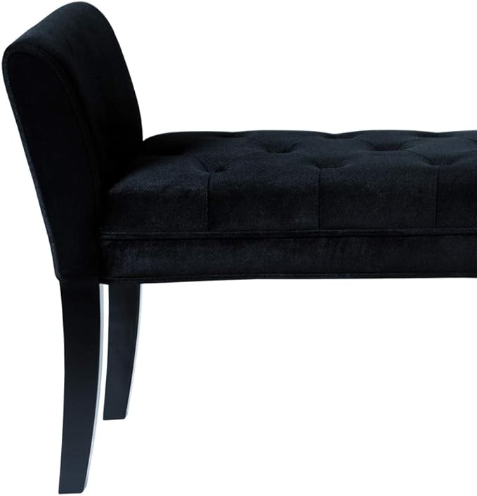 Armen Living Chatham Bench in Black Velvet and Black Wood Finish