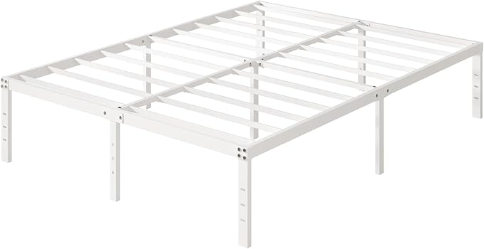 16 Inch White California King Bed Frames No Box Spring Need, Platform Cal King Bed Frame with High Storage, Eassy Assembly 3,500 lbs Heavy Duty Bedframes