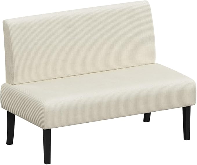 Yaheetech Small Mini Sofa Couch Armless Loveseat Futon for Bedroom, Corduroy Fabric & Easy Assembly, for Small Spaces Living Room,Dorm,Office,Apartment, Beige