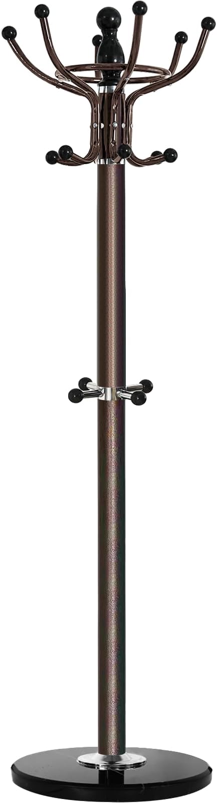 Kertnic Freestanding Coat Rack with 16 Hooks & Marble Base - Heavy Duty Metal Hall Tree Stand for Entryway, Hats, Coats, Bags Rack- Modern Hanger Organizer for Home, Office, Dorm (16 hooks -Bronze)