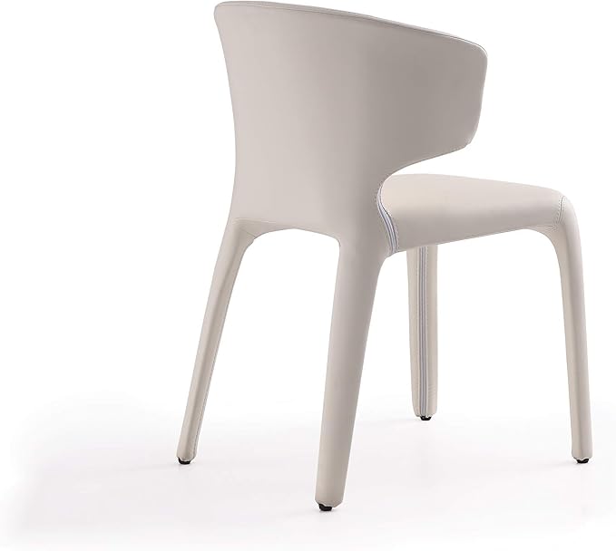 Manhattan Comfort Conrad Mid Century Modern Dining Chairs Woven Tweed Upholstered Kitchen Furniture with Contoured Back, Foam Padding & Metal Legs, Set of 2, Cream