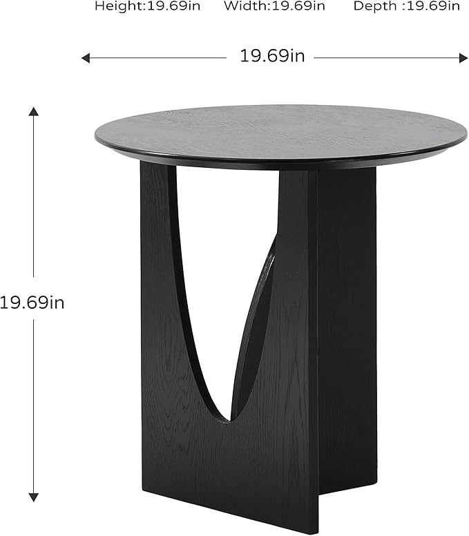 Get Set Style Round End Table Accent Side Table Circle Wood Corner Table Small Modern Coffee Table for Living Room or Bedroom Nightstand (Black Finish)