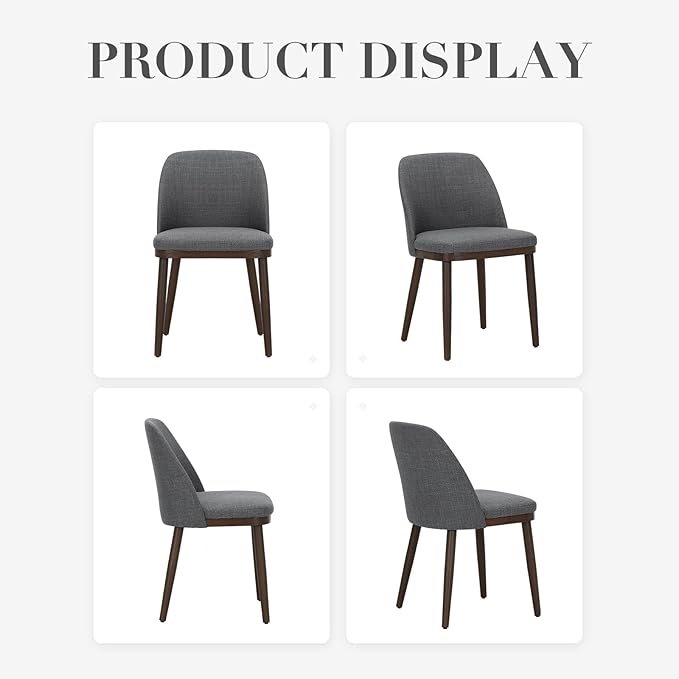 COLAMY Upholstered Dining Chairs Set of 6, Modern Kitchen Chairs with Back, Wood Side Dining Room Chairs for Kitchen, Dining Room, Restaurant, Light Grey