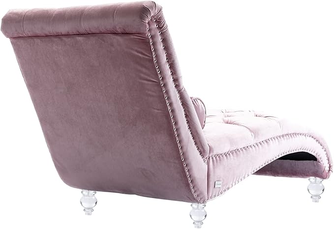 HomSof Modern Armless Velvet Chaise Lounge Indoor Chair with Solid Acrylic Legs