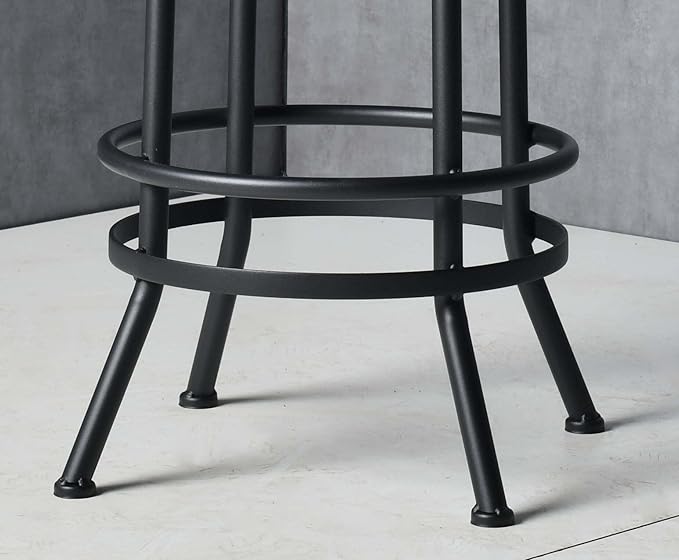 Diwhy Industrial Bar Stool-26-32 Inch Adjustable Swivel Metal Wood Seat Stool Bar Height Bar Stool with Backrest-for Kitchen, Dining Side Chair, Pub, Bistro, Set of 2, Black
