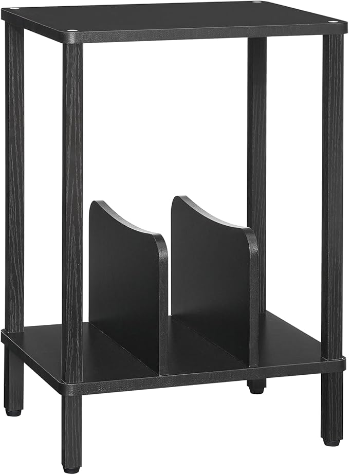 HOOBRO Record Player Stand, 2-Tier End Table, Vinyl Record Turntable Stand with Storage up to 100 Albums, Small Side Table for Living Room, Bedroom, Black, BK05RS01